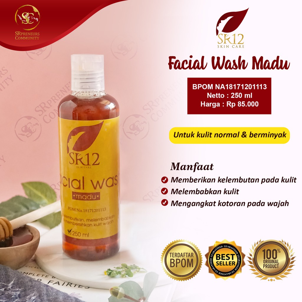 SR12 FACIAL WASH HONEY MADU / SABUN MADU CAIR / SABUN KULIT BERMINYAK / SABUN PENCERAH WAJAH BPOM