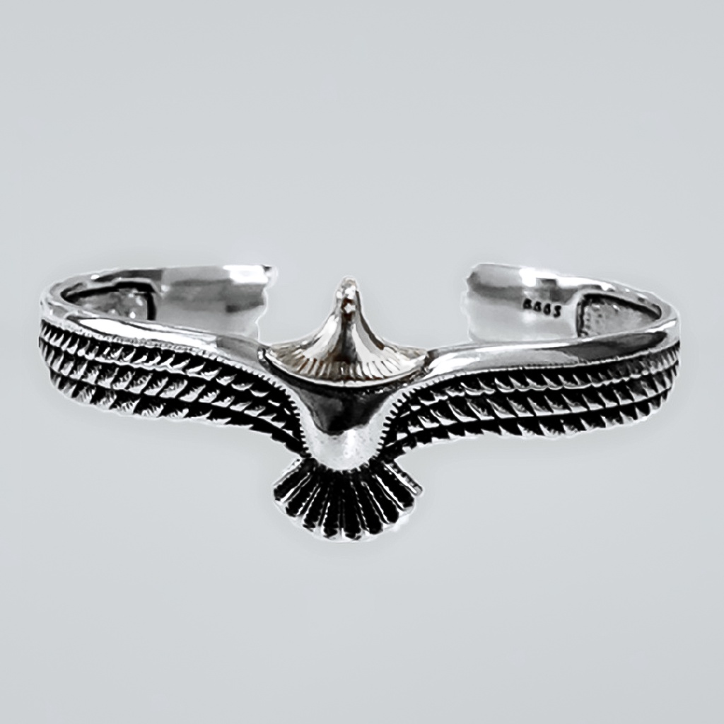 Hu Hu Hu Hu Hu Alat Bantu Pasang Kacamata♡ Gelang Bangle Open Desain Elang Gaya Vintage Untuk Hadiah