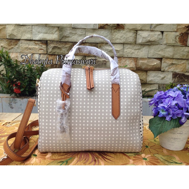 Fossil Sydney Satchel Polka White
