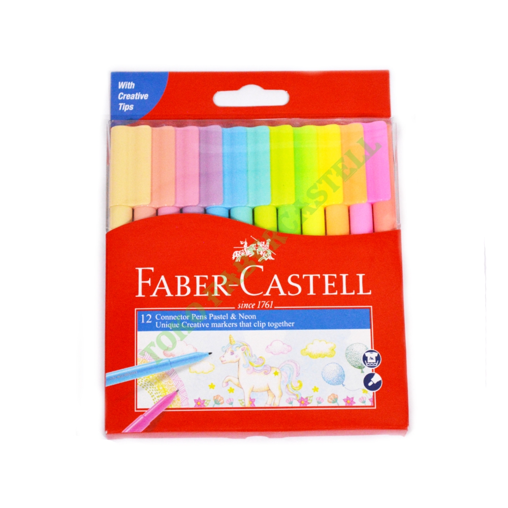 

RB Konektor Pen Faber Castell / Spidol Warna Set 12 Warna Neon Pastel / Connector Pen Pastel Neon