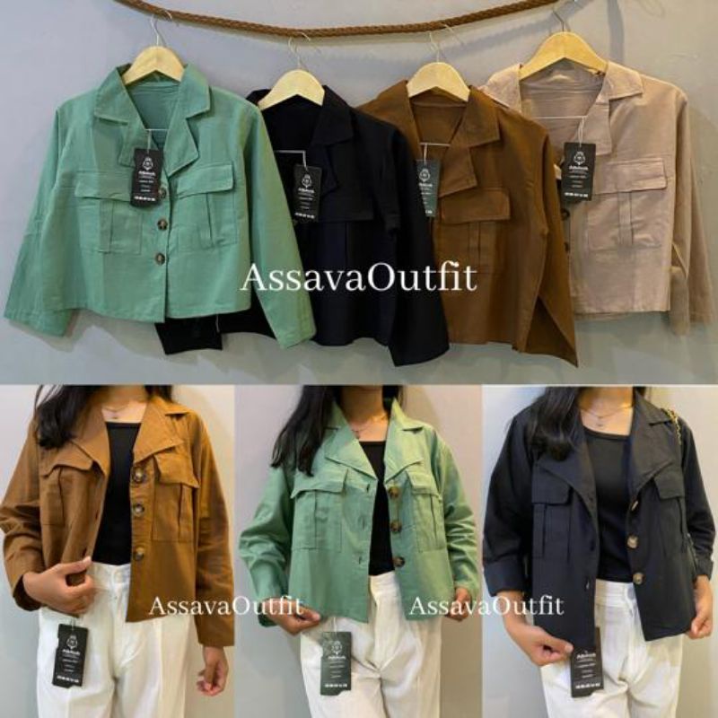 CLARYN OUTER LINEN - KEMEJA LINEN - LALU OUTER - OUTER LINEN - KARDIGAN SAKU ATASAN WANITA