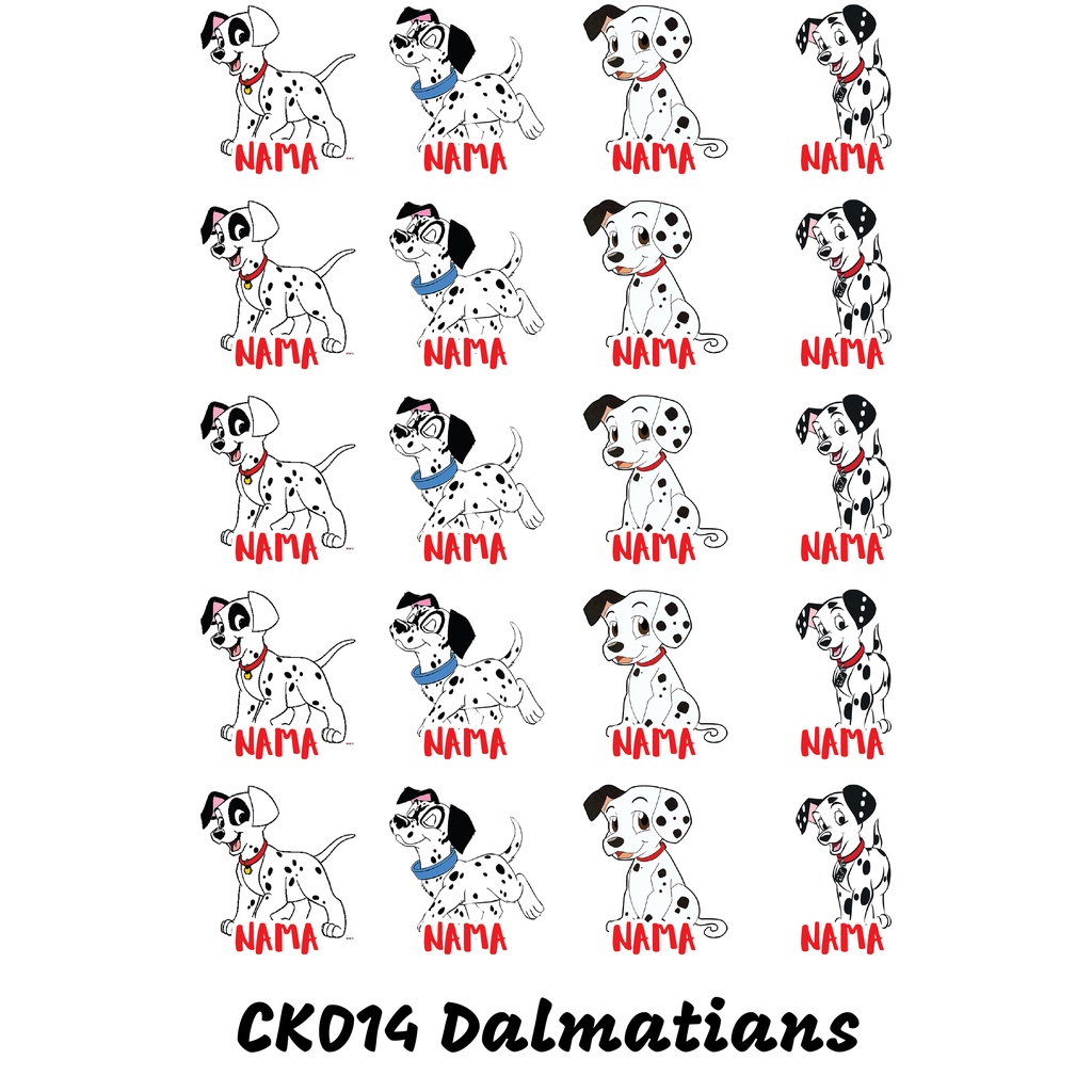 

Sticker Nama Cutting Label Waterproof Tahan Air Dalmatians (CK014)