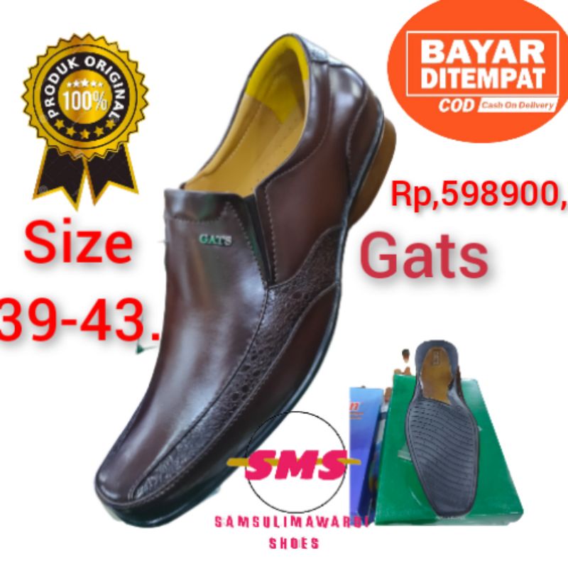 GATS/SEPATU PANTOPEL KULIT ASLI/SEPATU KULIT GATS SLIP ON PRIA/SEPATU GATS ZUU-0005/TERLARIS