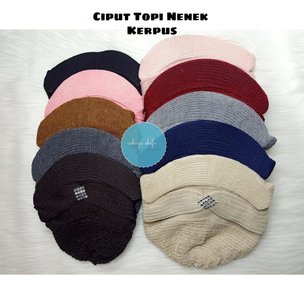 Ciput kerpus rajut topi pet nenek ibu ma ojah kerut ck