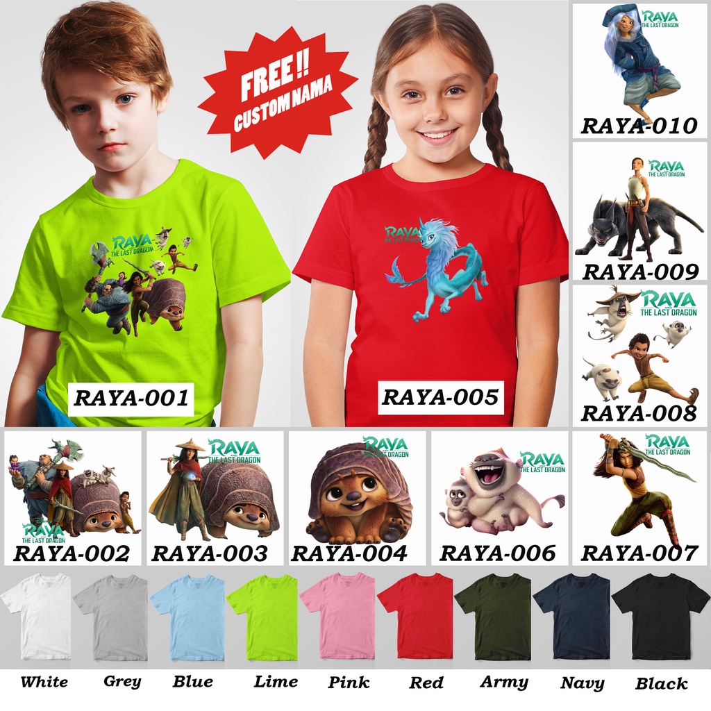 [FREE NAMA!!] Kaos Anak &amp; Family Raya and The Last Dragon 100% COTTON PREMIUM !!