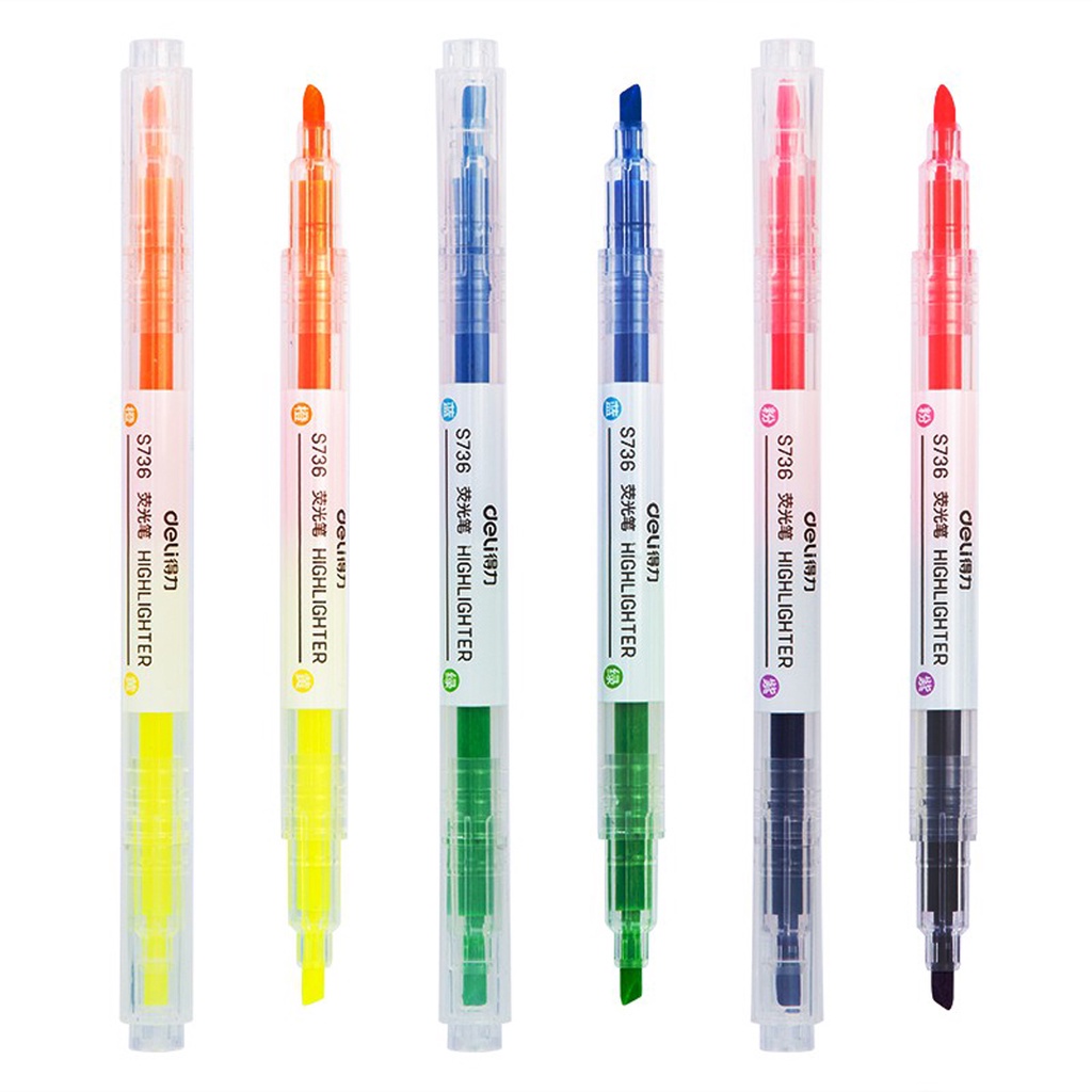 ☛TK☚ DS010 Highlighter Ujung 2 Warna Marker Pen Alat Tulis Penanda Berwarna 2 Tip Warna