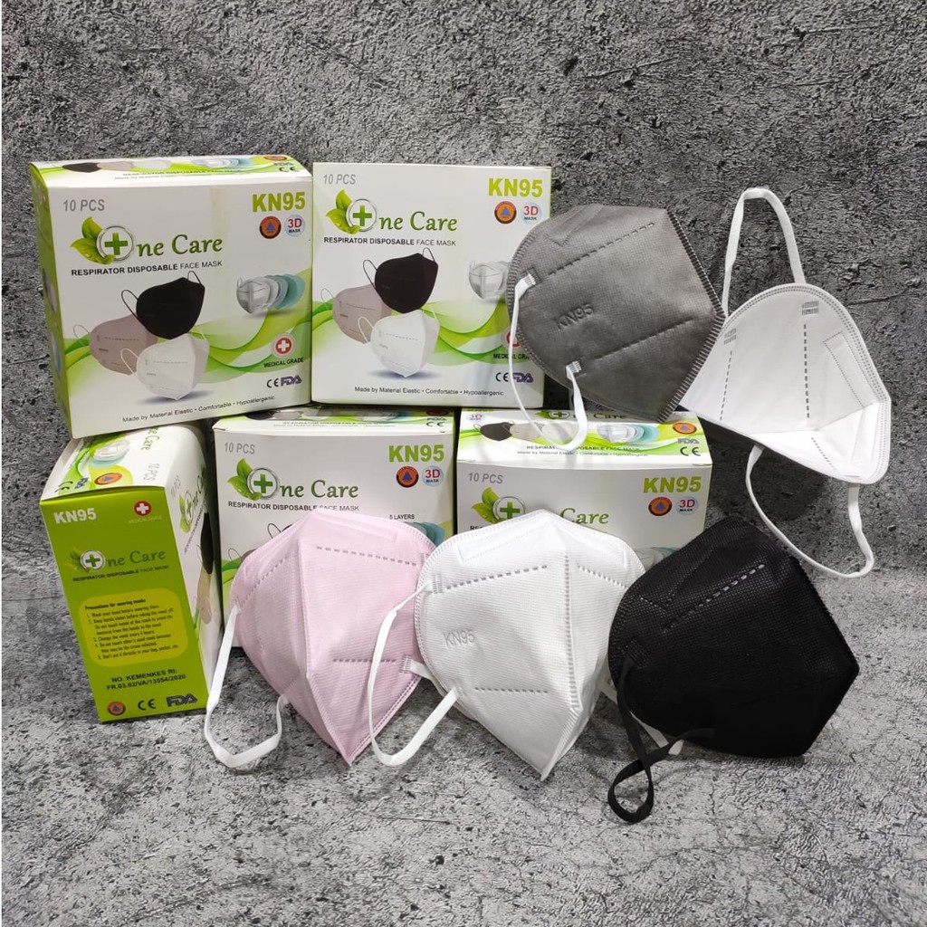ECERAN - PCS - MASKER KN95 ONECARE ONE CARE PINK PUTIH HITAM GREY
