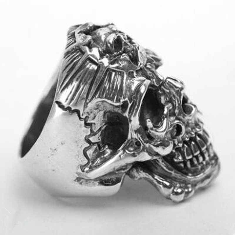 SEUSUK  Cincin Motif Tengkorak Gothic Ala Punk Bahan Stainless Steel untuk Pria