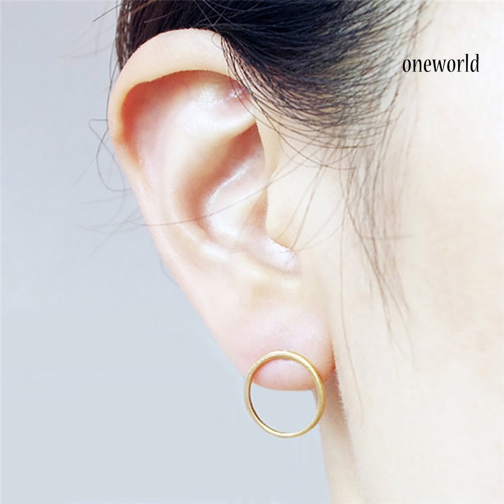 OW@ Fashion Simple Hollow Circle Charm Ear Stud Earrings Women Party Jewelry Gift