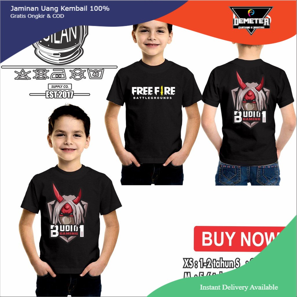 Kaos Baju BUDI01 Gaming Youtuber FREE FIRE Game Kaos Gamer - Gilan