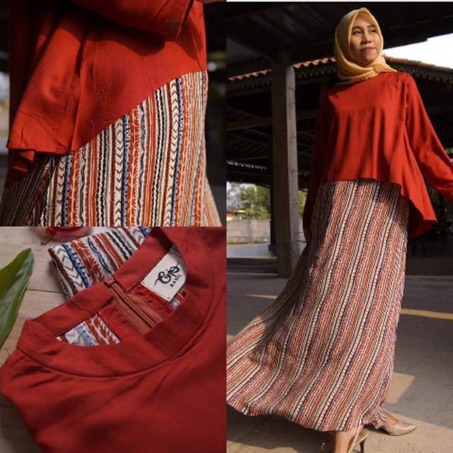 Gamis Allsize Merah Bata- Arashi Dress