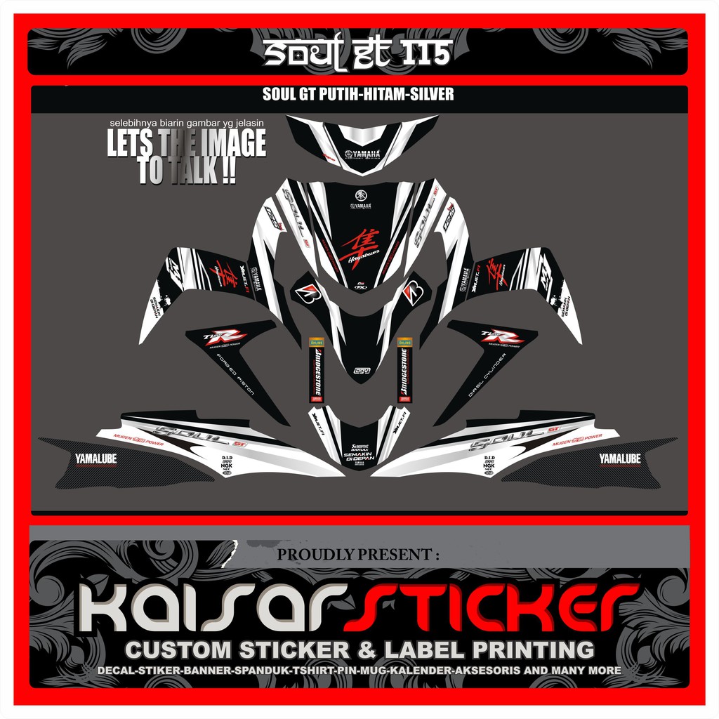 Sticker Decal Motor Yamaha Soul Gt 115 Full Body Putih Hayabusa