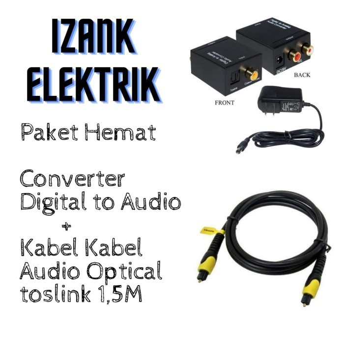 Kabel Toslink 1,5M+ Digital To Analog Audio Converter Optical to RCA TV Digital to Analog Audio Conv