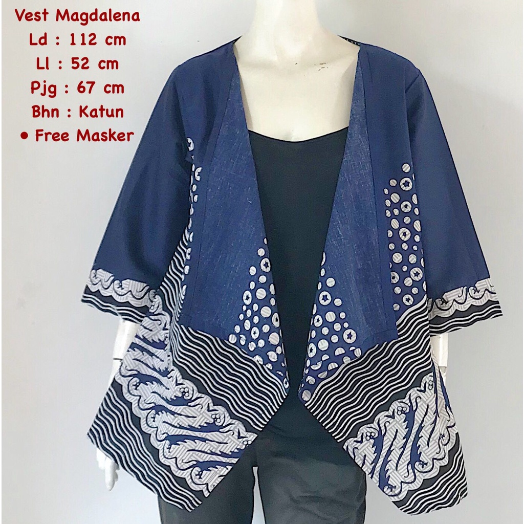 Vest magdalema  batik solo  bolero kerja outer lengan kantor