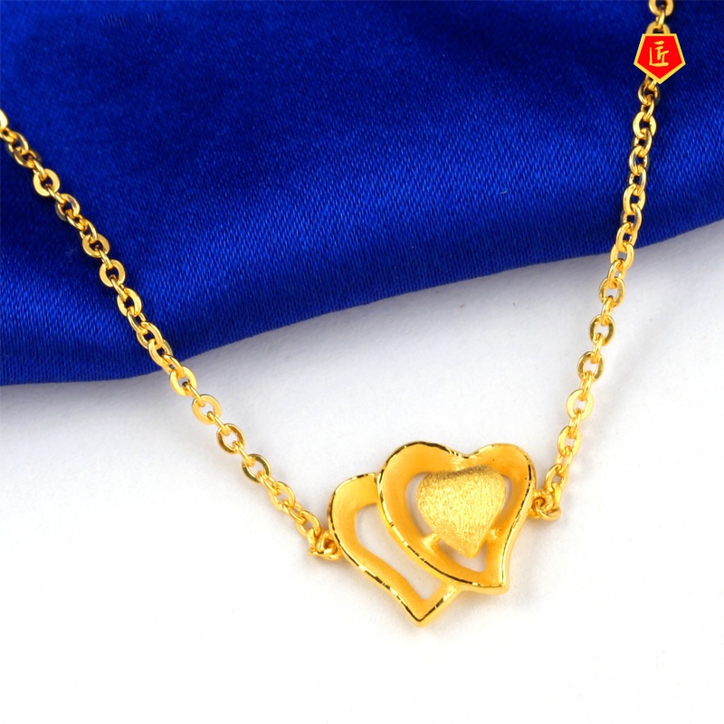 [Ready Stock]Women's 3D Gold Bracelet Adjustable Heart-Shaped Bracelet