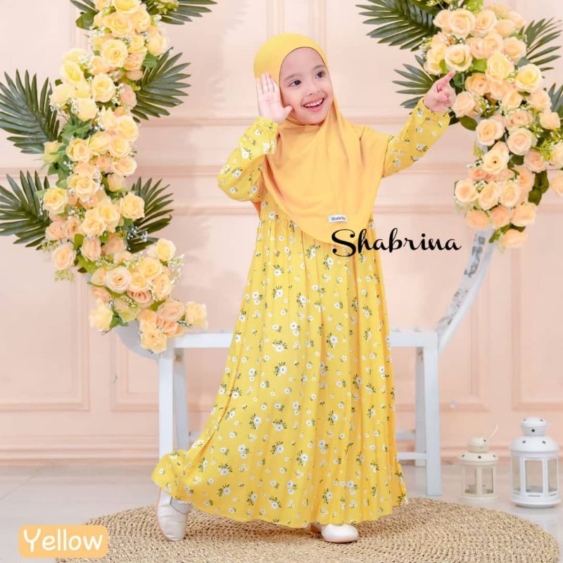 Gamis anak Hafla Dress Warna Lemon by Shabrina