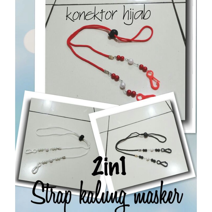 Rully_ Tali kalung masker mutiara talikur 2in1 konektor hijab
