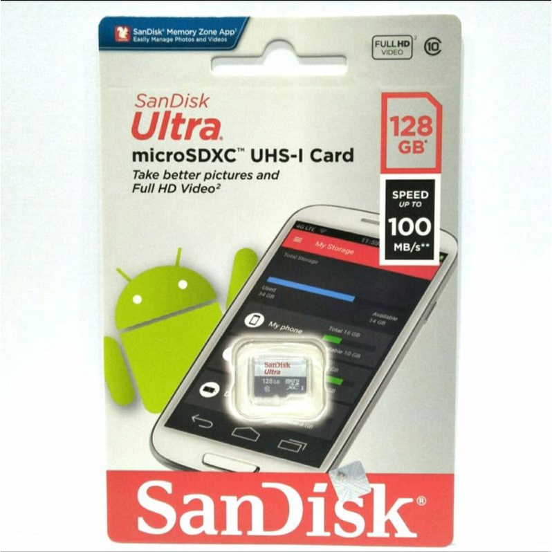 SanDisk Ultra microSDXC Card 128GB 100Mbps UHS-I Class 10 Micro SD