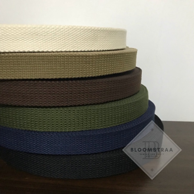 Webing katun 2,5 cm Roll cotton webbing 25 mm tali tas 2,5cm tali katun 25mm Rollan