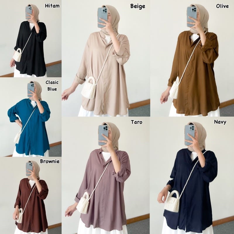 BEFAST - ZEC OOTD Blouse CASPER / Moldy Rayon Diamond Blouse / Kemeja Wanita Terbaru / Atasan Lengan Panjang / Hem Polos / Pakaian Casual Wanita / Kemeja Kerja Formal / Fashion Kekinian Wanita ABG / Terlaris