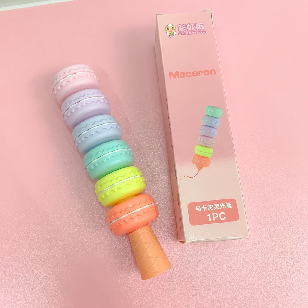 

STABILO MAKARON ISI 6 PCS STABILO TUMPUK MAKANAN DESSERT MAKARON LUCU PASTEL COLOR