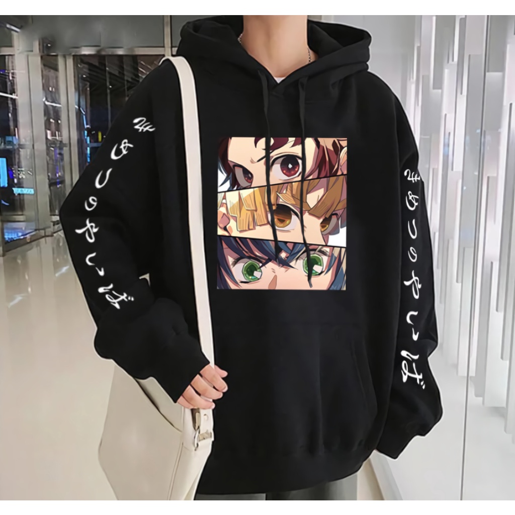 Hoodie Demon slayer eyes Anime Manga Kimetsu No Yaiba Premium Unisex