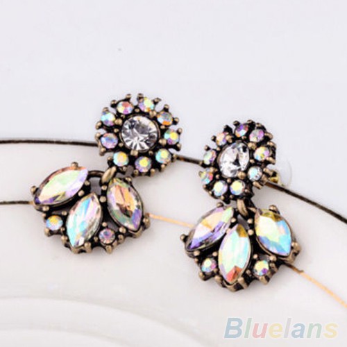 Fashion : Perhiasan Anting Tusuk Resin Juntaian Bunga Kristal Gaya Bohemia