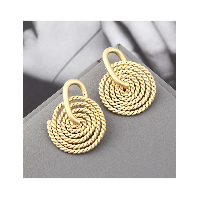 LRC Anting Tusuk Fashion Gold Plated Gold Disc S925 Silver Needle Earrings Y62795