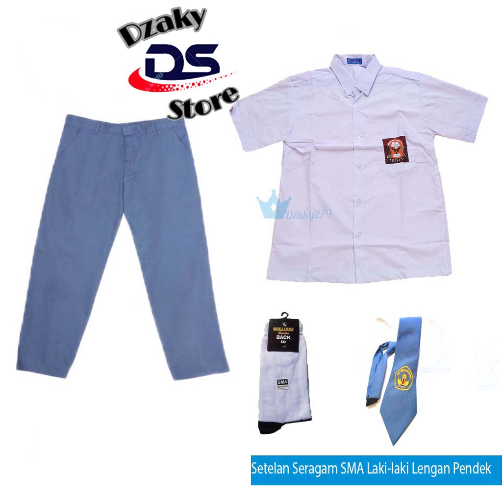 Setelan Seragam SMA Laki-Laki Pendek / Baju Seragam SMA SMK Laki-laki Lengan Pendek