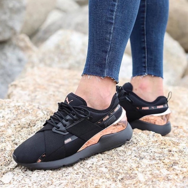 puma muse satin rose gold black