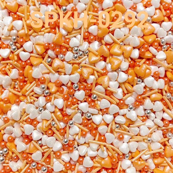 

SPKH-0292 SPRINKLES SPRINKLE SPRINGKEL 500GR HATI ORANGE PUTIH PROMO TERBARU