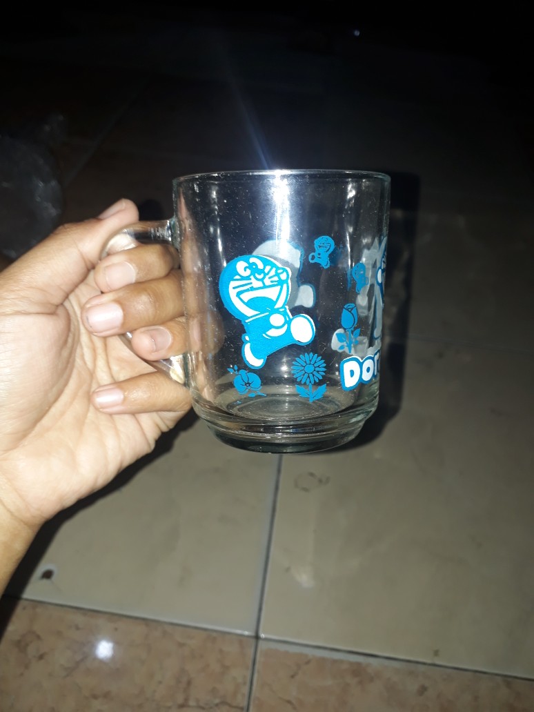 Set 6 Pcs - Cangkir Kaca Doraemon - Mug Set - Elegan Terlaris Termurah - Promo Diskon