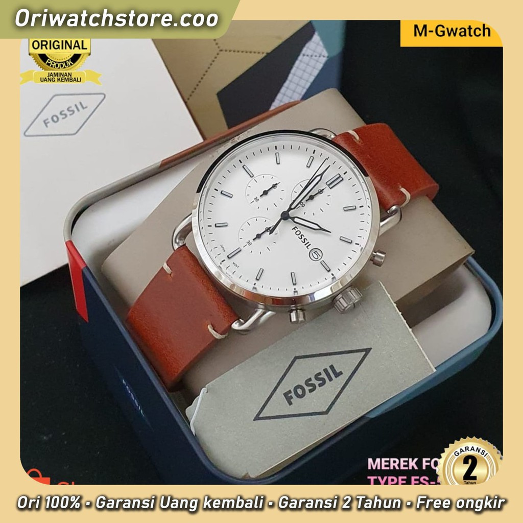 TERLARIS FOSSIL FS5402 JAM TANGAN PRIA FOSSIL ORI BATERAI STRAP LEATHER SIZE 42 MM