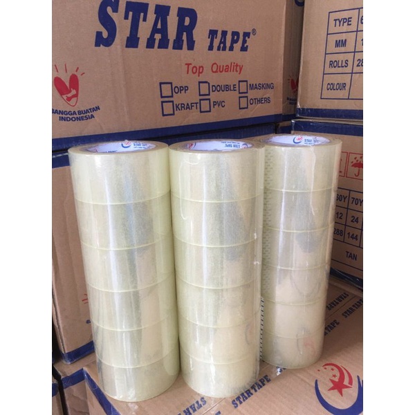 LAKBAN BENING ( 1 PCS )  PUTIH &amp; COKLAT - STAR TAPE - Selotip Isolasi Clear Cokelat Putih Lengket Kuelitas Terbaik Murah 90 Yard X 45 mm (2 Inch) - Tape Perekat Pengikat Pelengket Lakban Murah Lakban Kualitas Terbaik