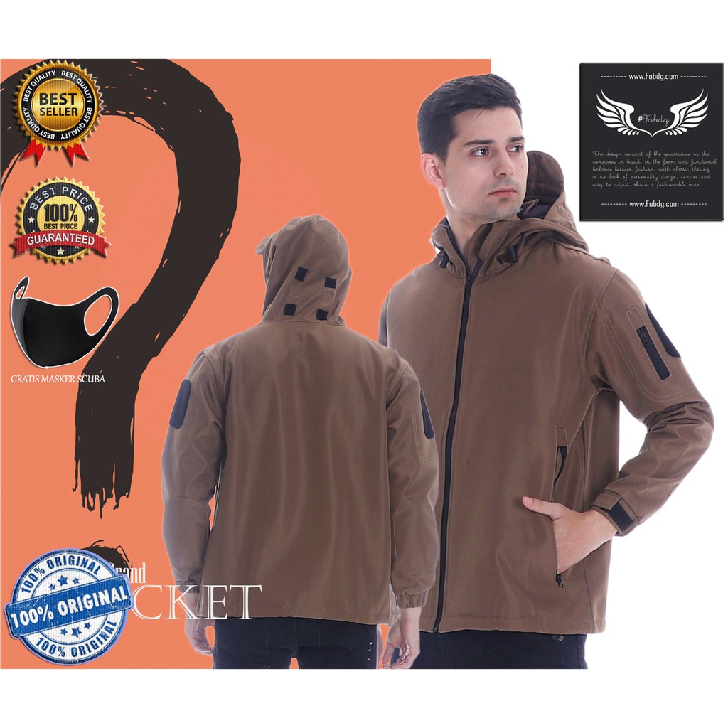 Jaket Bravo Indonesia Import Pak Jokowi Warna Khaki Tactical Water Proof Bahan Sharkskin