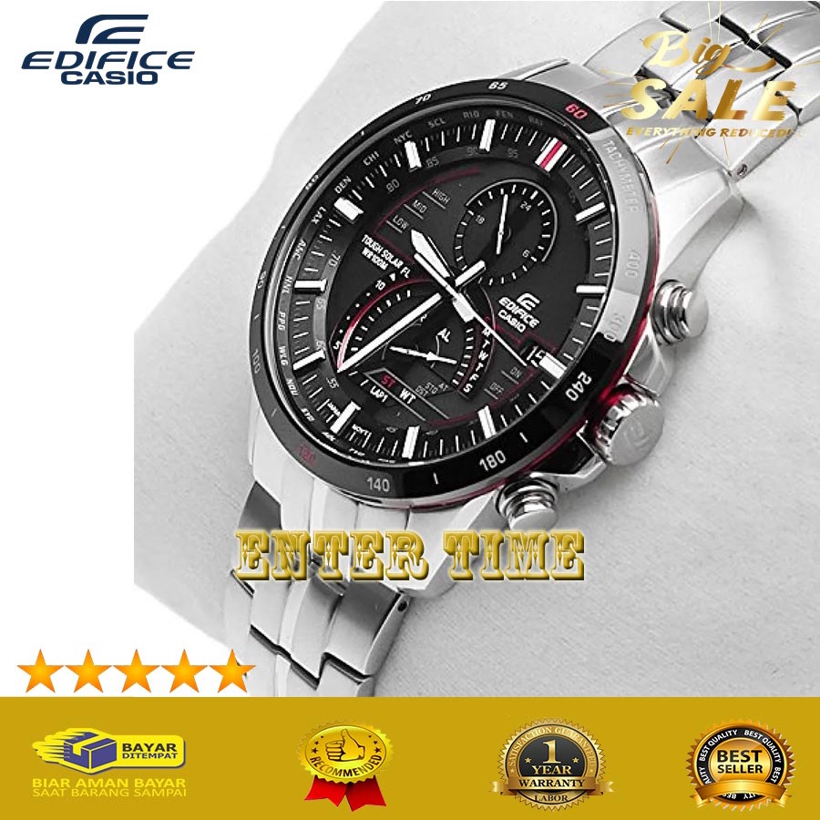 FLASH SALE  JAM TANGAN PRIA KEREN CASIO EDIFICE TYPE EQS A500DB STAINLESS STEEL BLACK DIAL JAM TANGA