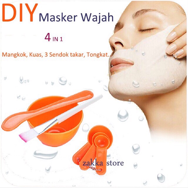 ✿ELYSABETHME✿ Mangkok masker diy set untuk mask organik bagus alami (mangkuk , spatula , kuas masker , sendok takar)