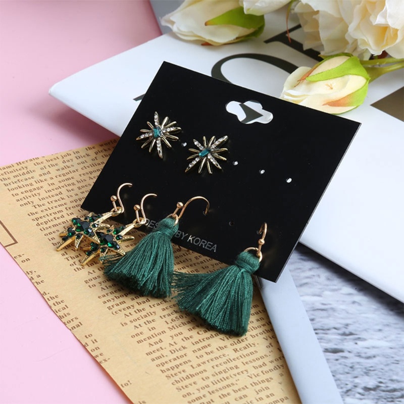 Zzz 3 Pasang Anting Tusuk Gantung Wanita Desain Snowflake + Rumbai Untuk Natal