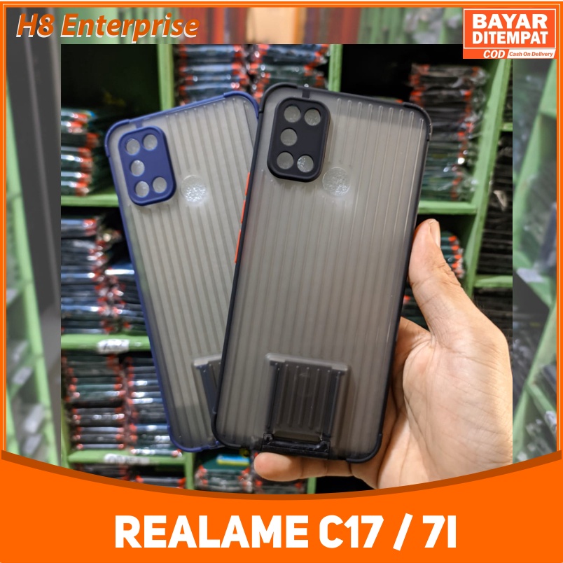 case koper 2 in 1 dudukan braket for Realme 7i C17 Dengan Pelindung kamera