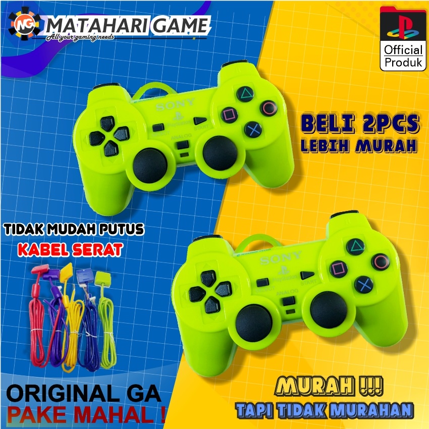 2Pcs Murah / Stick Stik PS2 Kabel Serat Warna Sony Playstation 2 Stick Hijau