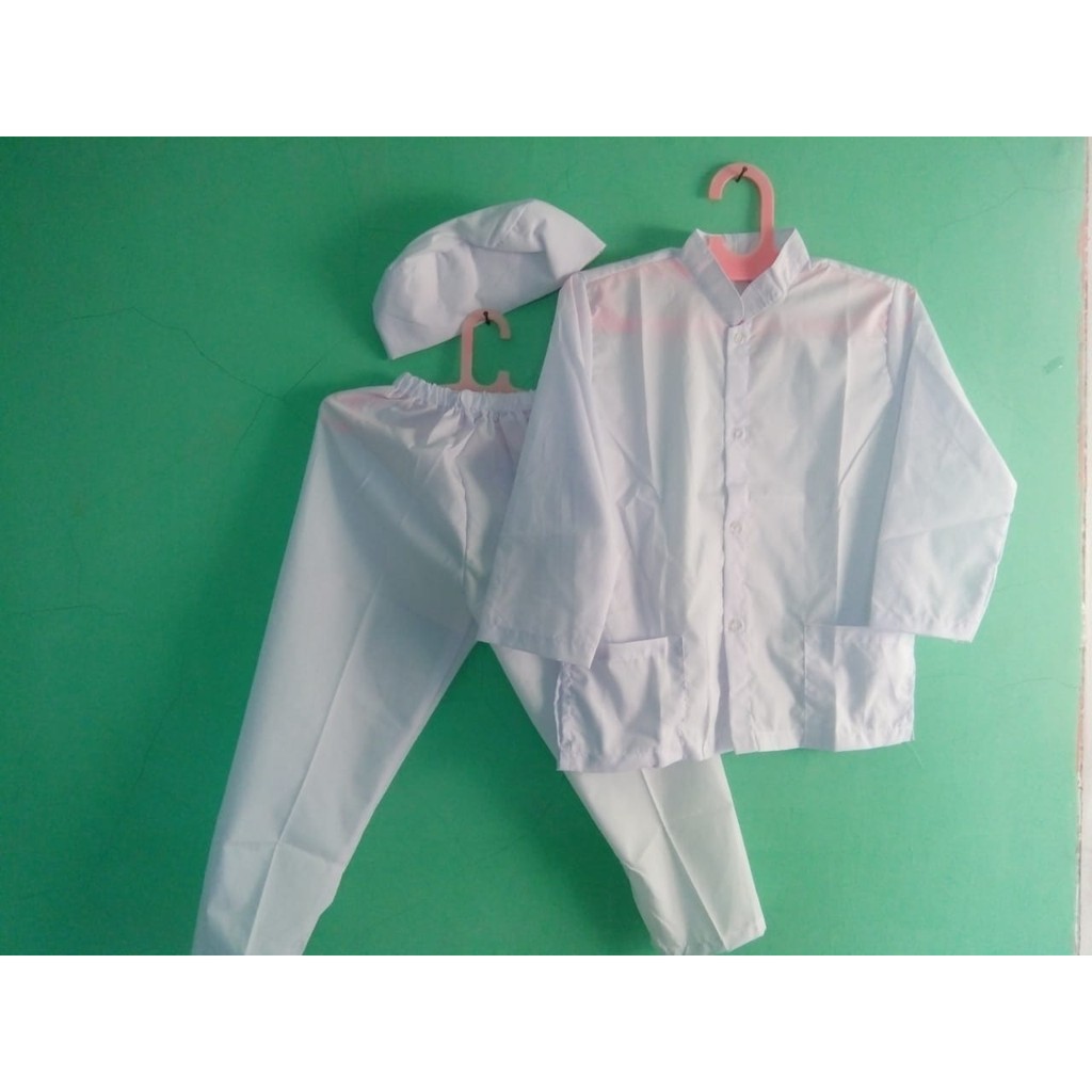 Baju Muslim |  Baju Koko Anak Warna Putih