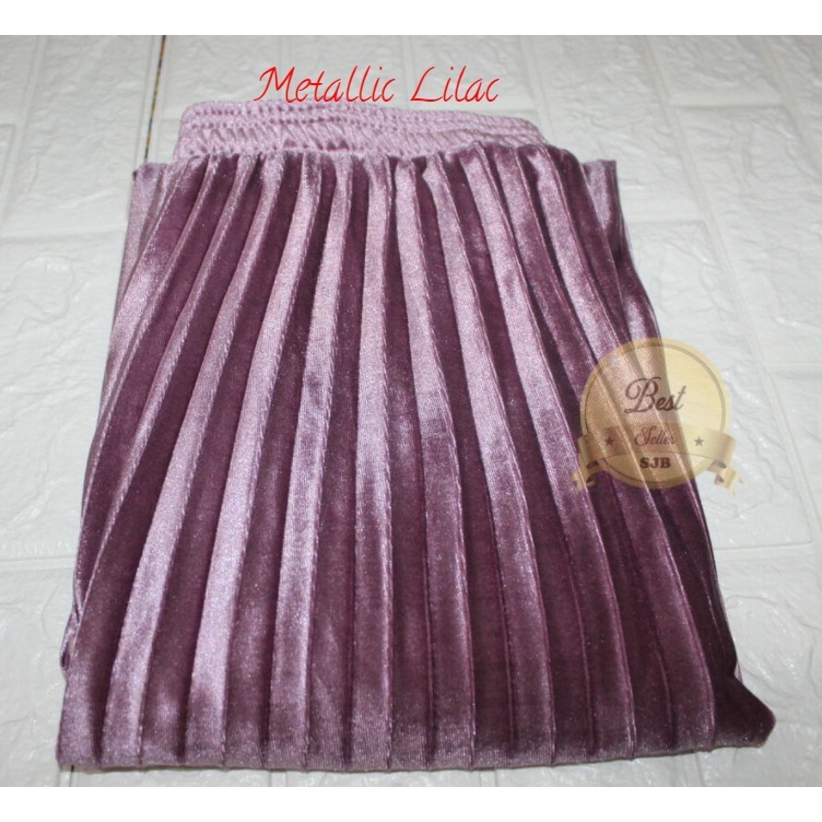 Rok Bludru Velvet Panjang Plisket Premium-ROK Pnjang LILLAC