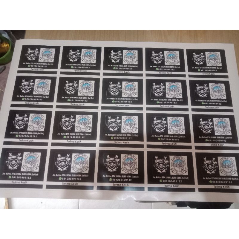 

Cetak Sticker Vinyl Waterproof A3+ plus Free Cutting putus