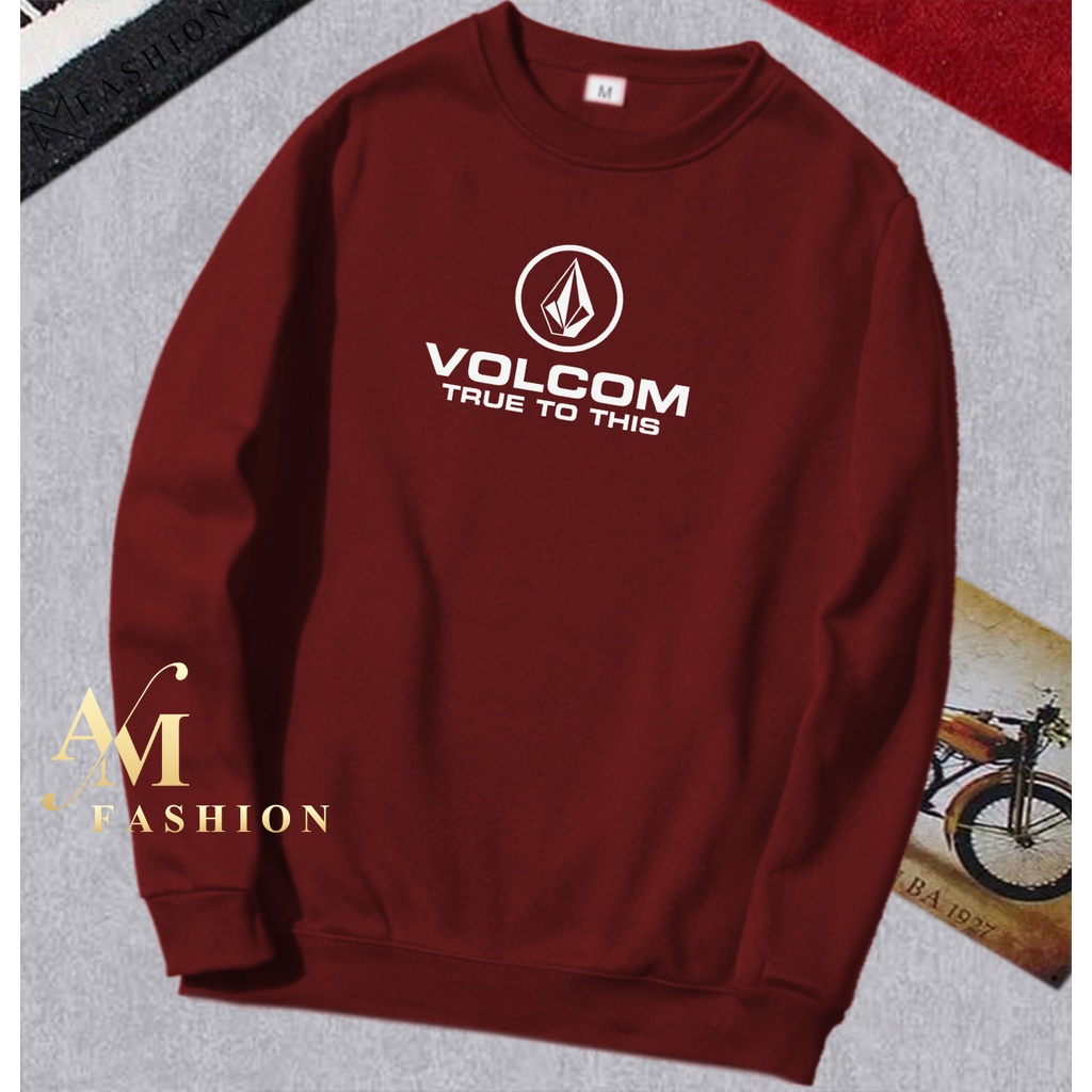 AM Fashion COD Sweater Hoodie Distro Motif Volcom 01 Text Putih Premium Quality T-Shirt Pria Branded