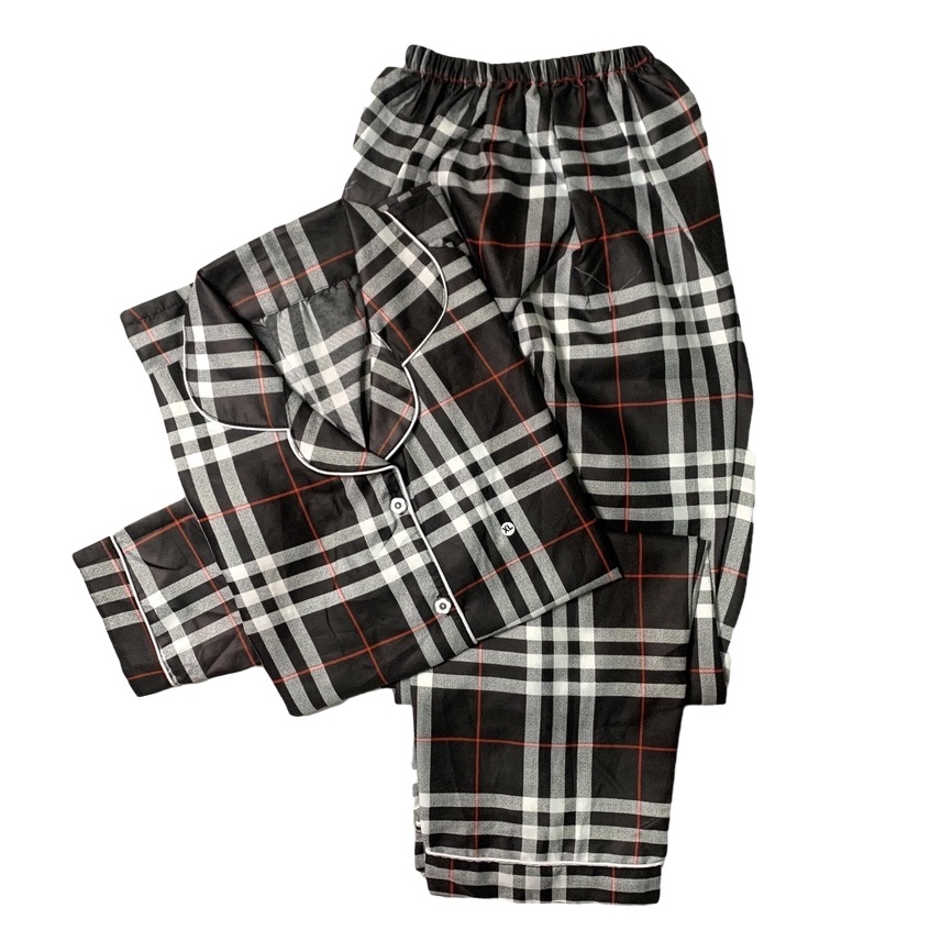 BAJU TIDUR WANITA LENGAN PANJANG / PIYAMA WANITA CANTIK BAHAN KATUN MOTIF KOTAK GUILEN PP-1