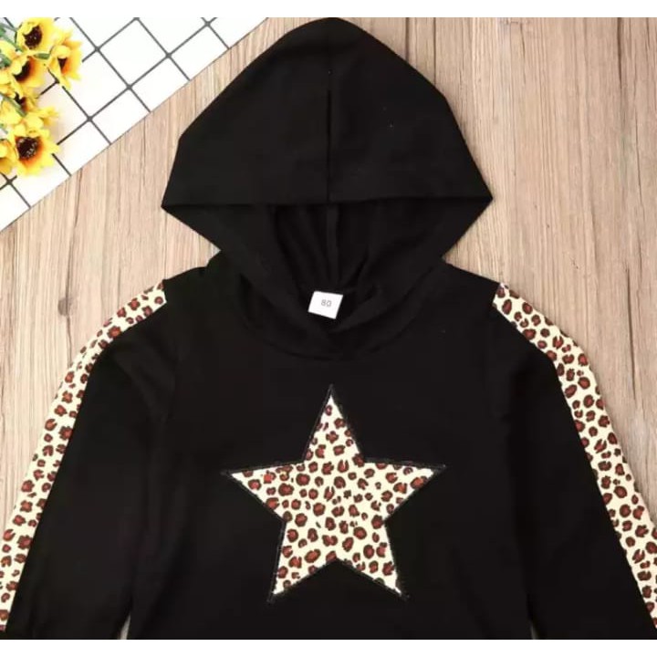 SETELAN HOODIE ANAK ANAK BINTANG LEOPARD ANAK TERBARU 1-5 TAHUN