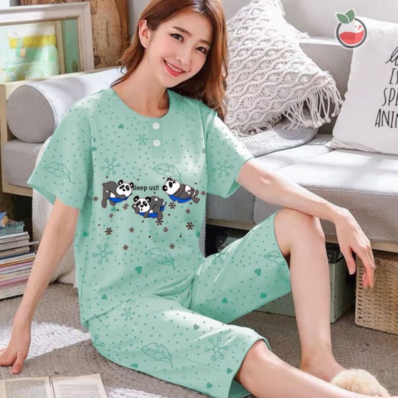 SUNCHERY COD BAJU TIDUR 3/4 ALL SIZE/BABYDOLL KEKINIAN MURAH/SLEEPWEAR WANITA-PANDA TOSCA