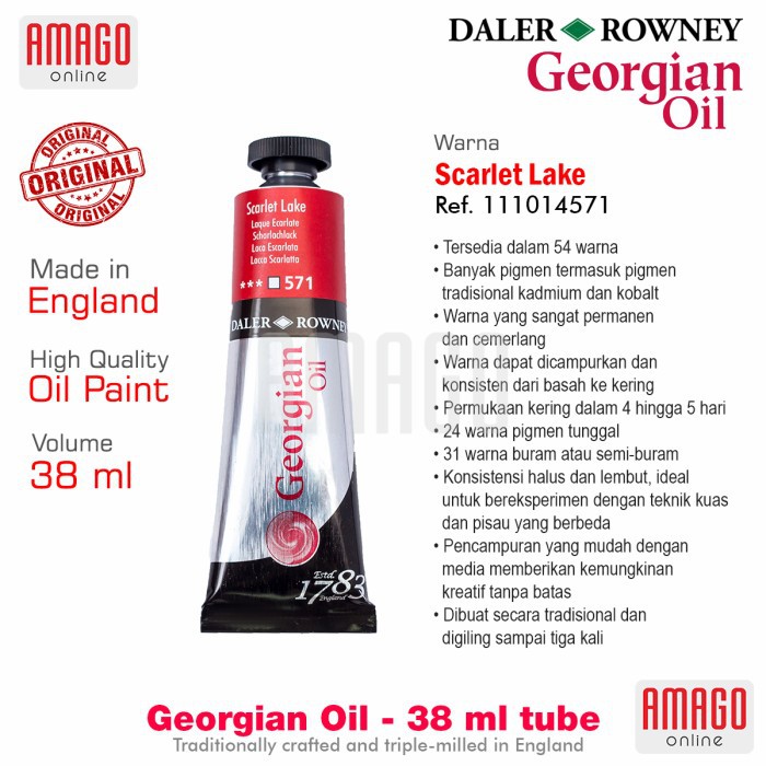 DALER-ROWNEY - GEORGIAN OIL 38 ml - SCARLET LAKE - 111014571