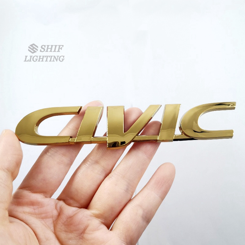1pc Stiker Emblem Logo Honda Civic Bahan Abs Warna Gold Untuk Bagasi Belakang Mobil