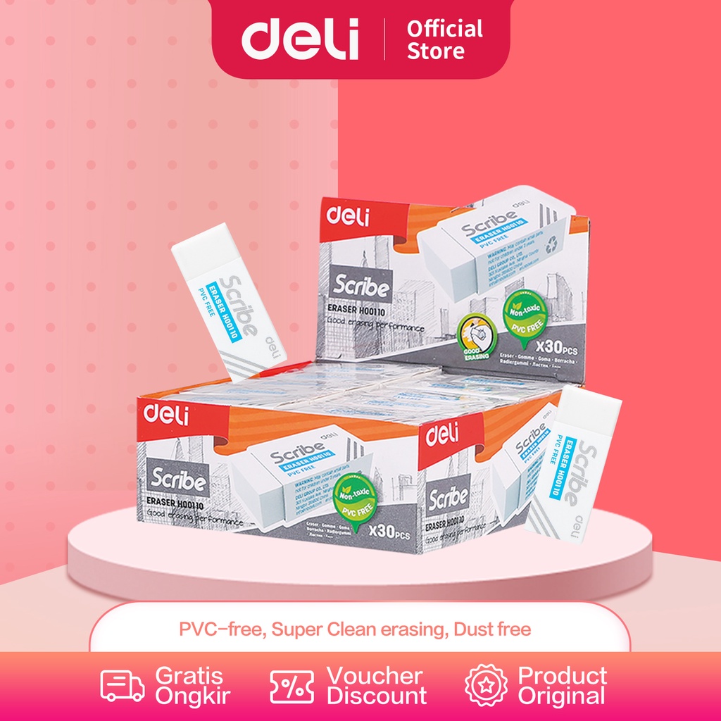 

Deli Eraser / Penghapus Pensil Putih Bebas PVC Bebas Debu Tidak Beracun 1 pcs EH00110